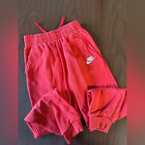 Nike Kids Red Jogger Sweatpants with White Logo